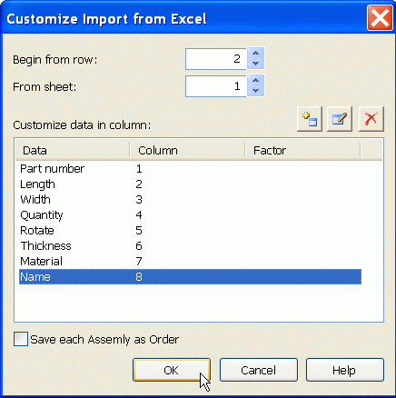 импорт из Excel в программу раскроя